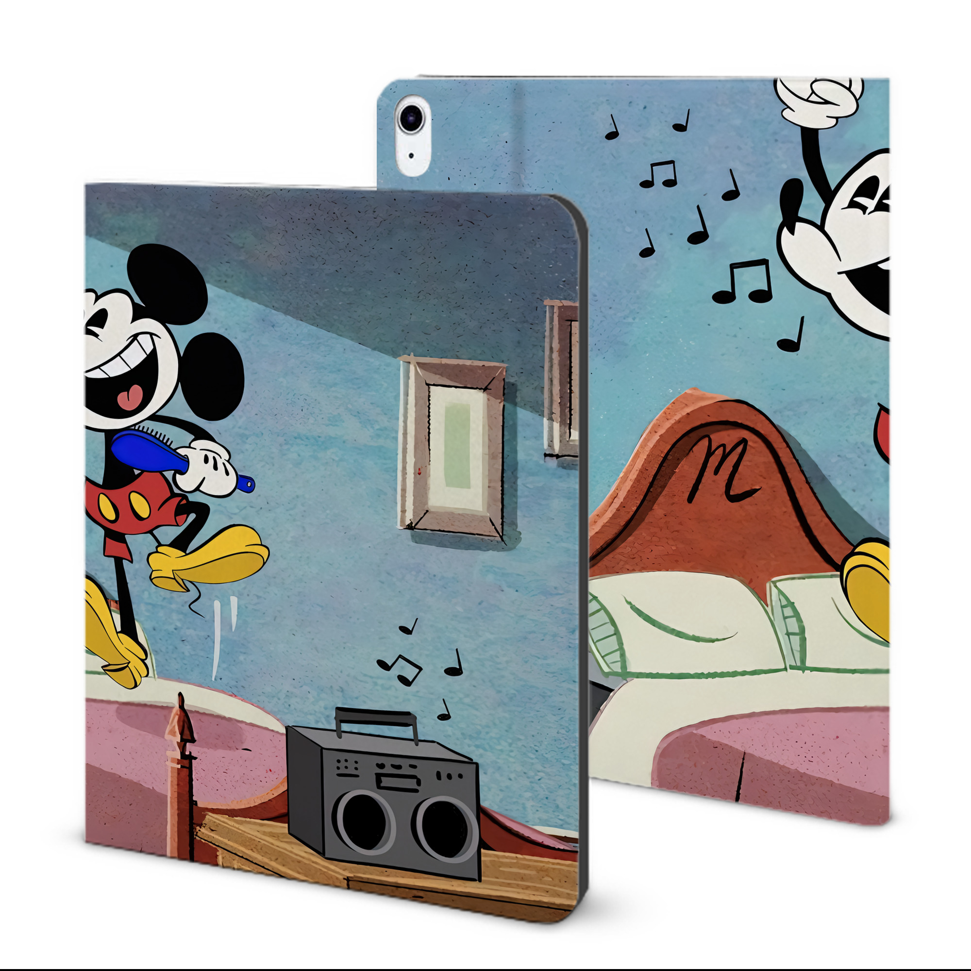 （画像用） ミッキーマウス Mickey Mouse IPad ケース ブック型 PUレザー TPU 耐衝撃 軽量 薄型 ペン収納なし 全面保護 IPad 各モデル対応